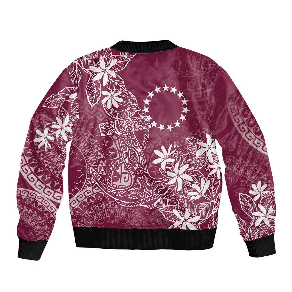 Maroon Kuki Airani Tapakau Bomber Jacket Tribal Anchor Mix Tiare LT7 - Polynesian Pride