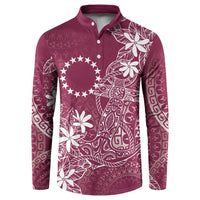 Maroon Kuki Airani Tapakau Button Sweatshirt Tribal Anchor Mix Tiare LT7 Maroon - Polynesian Pride