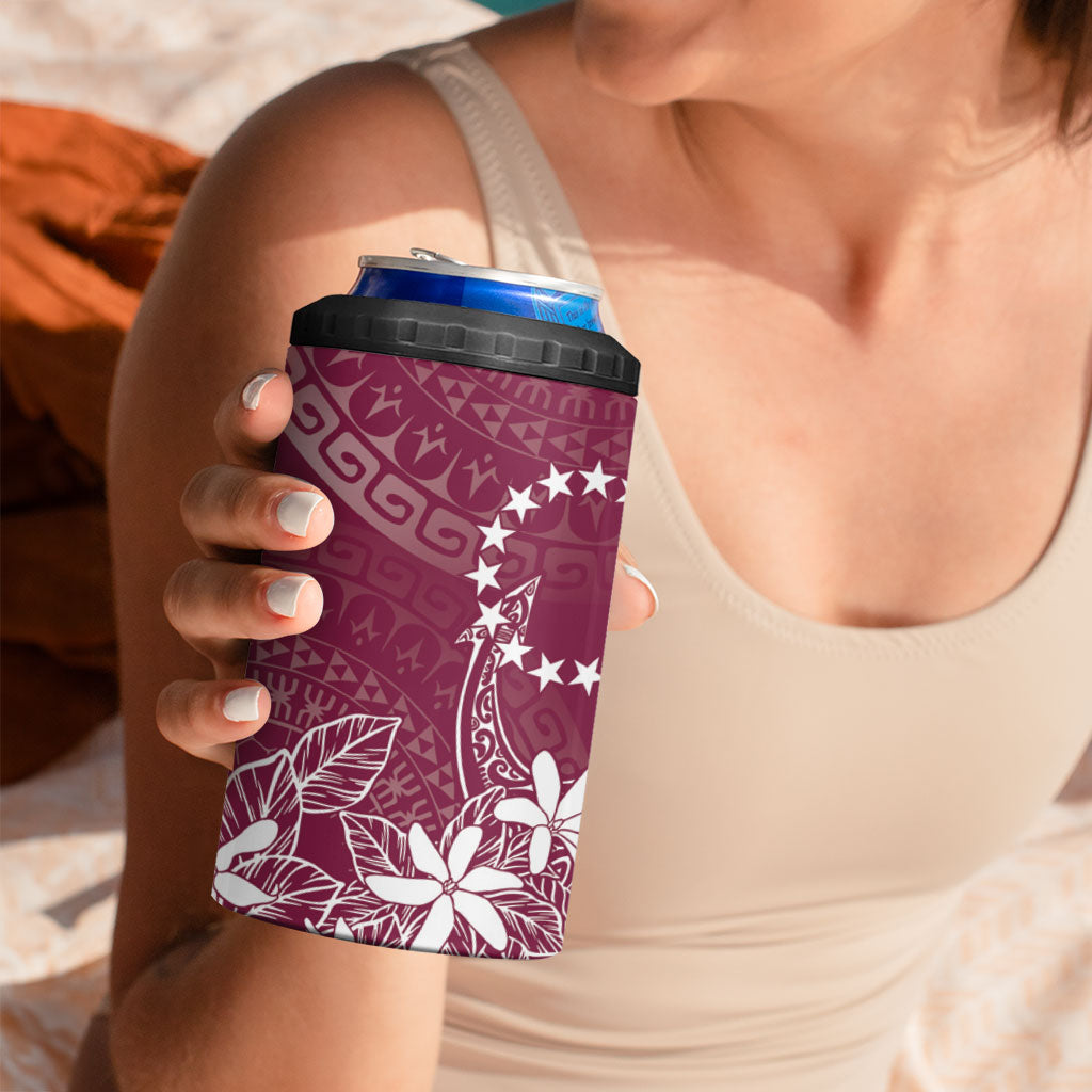 Maroon Kuki Airani Tapakau 4 in 1 Can Cooler Tumbler Tribal Anchor Mix Tiare