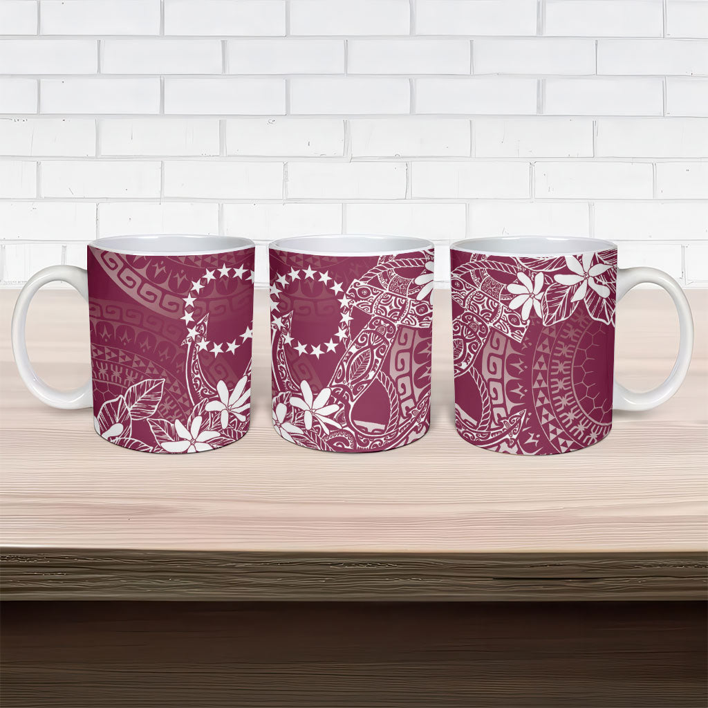 Maroon Kuki Airani Tapakau Ceramic Mug Tribal Anchor Mix Tiare LT7 - Polynesian Pride