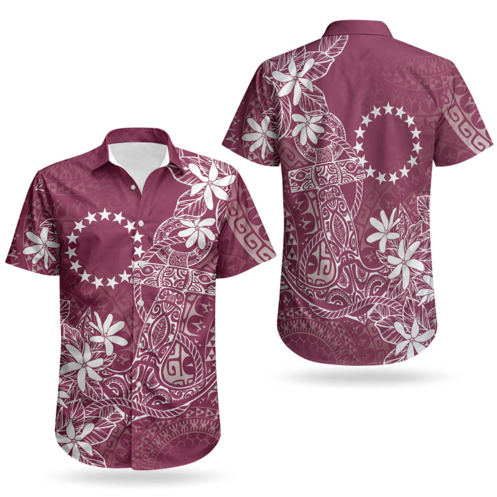 Maroon Kuki Airani Tapakau Couples Matching Tank Maxi Dress and Hawaiian Shirt Tribal Anchor Mix Tiare LT7 - Polynesian Pride
