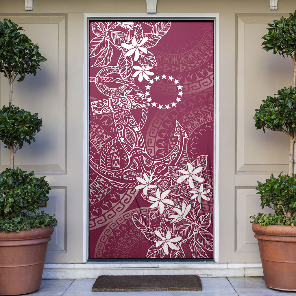 Maroon Kuki Airani Tapakau Door Cover Tribal Anchor Mix Tiare LT7 Maroon - Polynesian Pride