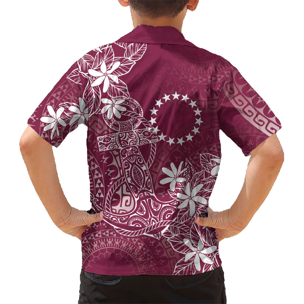 Maroon Kuki Airani Tapakau Family Matching Off The Shoulder Long Sleeve Dress and Hawaiian Shirt Tribal Anchor Mix Tiare