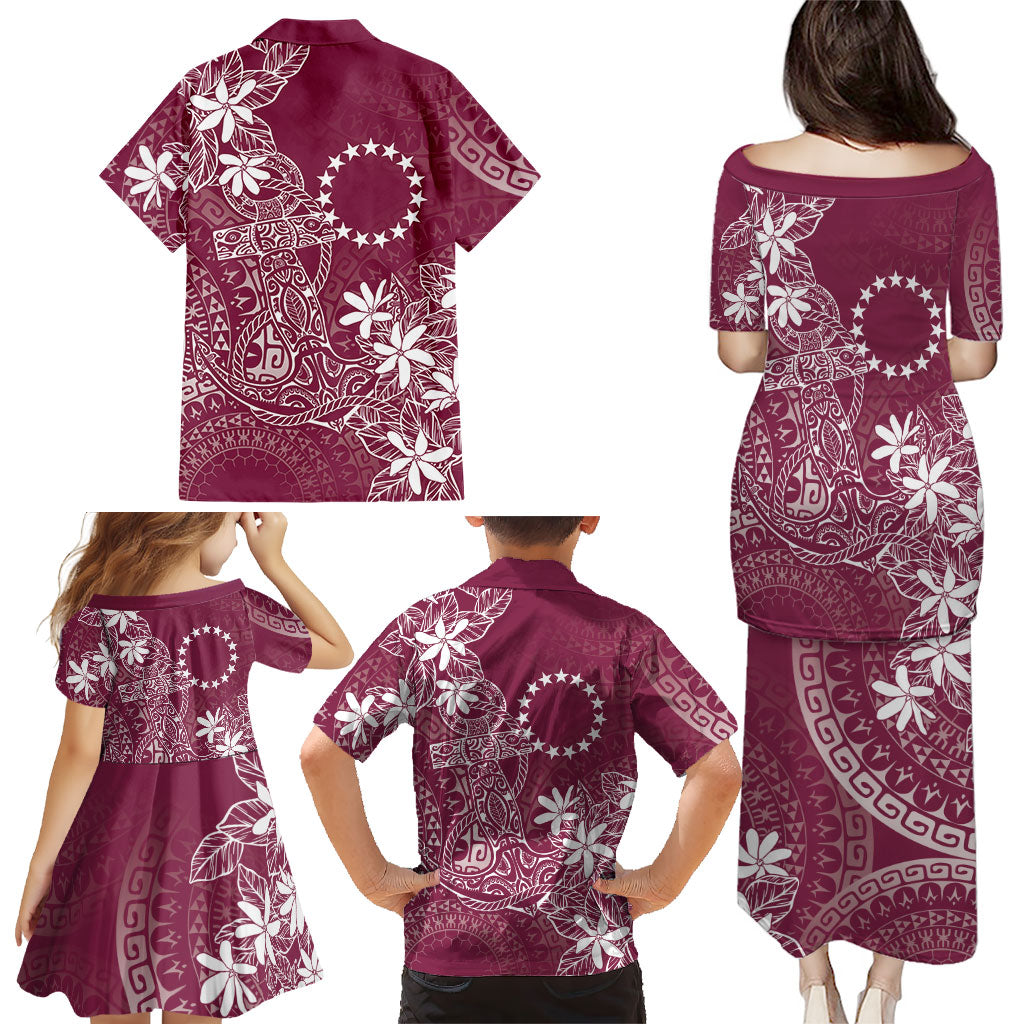 Maroon Kuki Airani Tapakau Family Matching Puletasi and Hawaiian Shirt Tribal Anchor Mix Tiare