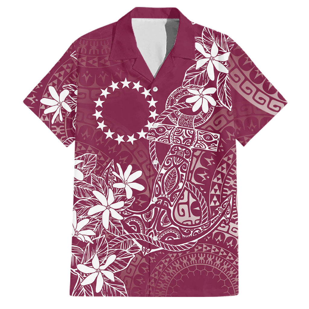 Maroon Kuki Airani Tapakau Family Matching Short Sleeve Bodycon Dress and Hawaiian Shirt Tribal Anchor Mix Tiare