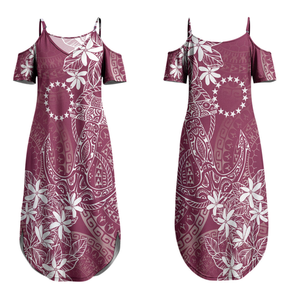 Maroon Kuki Airani Tapakau Family Matching Summer Maxi Dress and Hawaiian Shirt Tribal Anchor Mix Tiare LT7 Mom's Dress Maroon - Polynesian Pride
