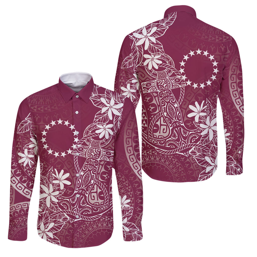Maroon Kuki Airani Tapakau Family Matching Summer Maxi Dress and Hawaiian Shirt Tribal Anchor Mix Tiare LT7 Dad's Shirt - Long Sleeve Maroon - Polynesian Pride
