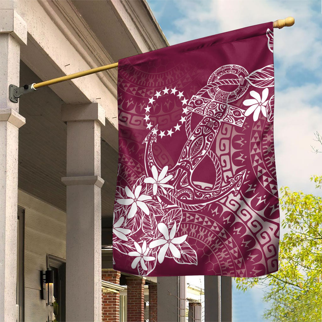 Maroon Kuki Airani Tapakau Garden Flag Tribal Anchor Mix Tiare LT7 House Flag Maroon - Polynesian Pride