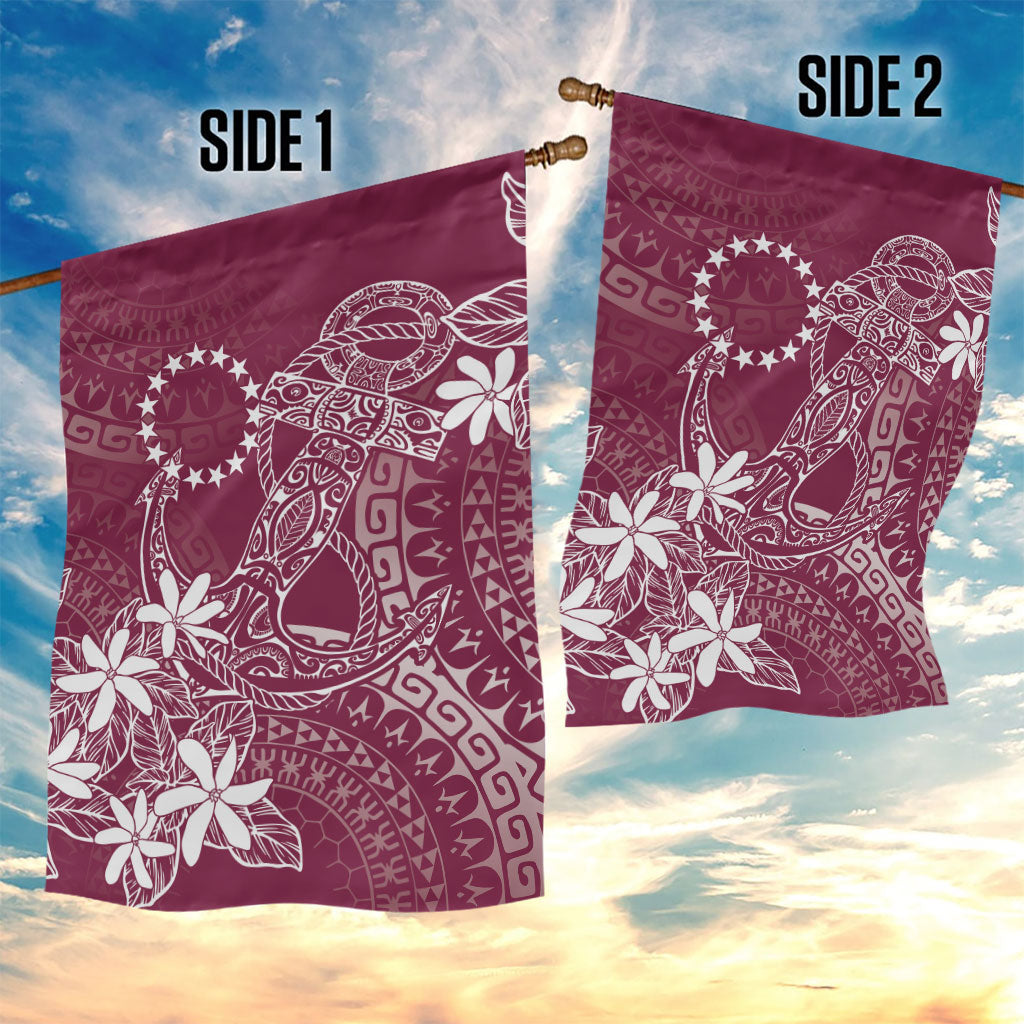 Maroon Kuki Airani Tapakau Garden Flag Tribal Anchor Mix Tiare LT7 - Polynesian Pride