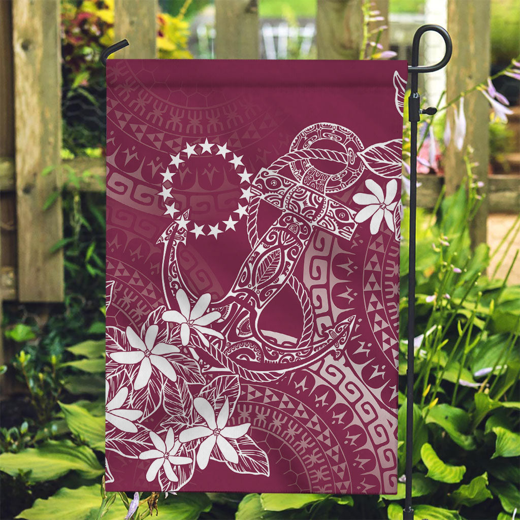 Maroon Kuki Airani Tapakau Garden Flag Tribal Anchor Mix Tiare LT7 Garden Flag Maroon - Polynesian Pride