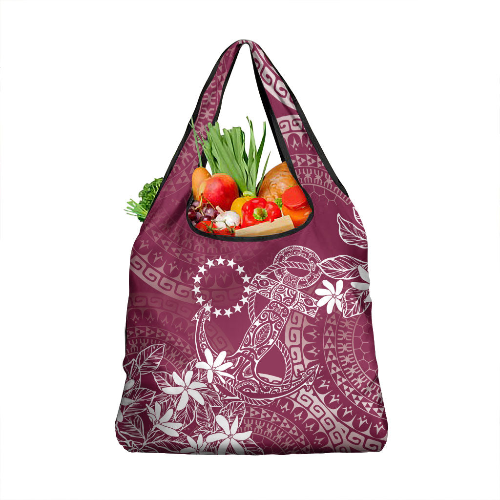 Maroon Kuki Airani Tapakau Grocery Bag Tribal Anchor Mix Tiare LT7 1-pack One Size Maroon - Polynesian Pride