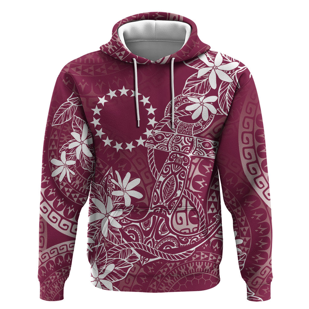 Maroon Kuki Airani Tapakau Hoodie Tribal Anchor Mix Tiare LT7 Pullover Hoodie Maroon - Polynesian Pride