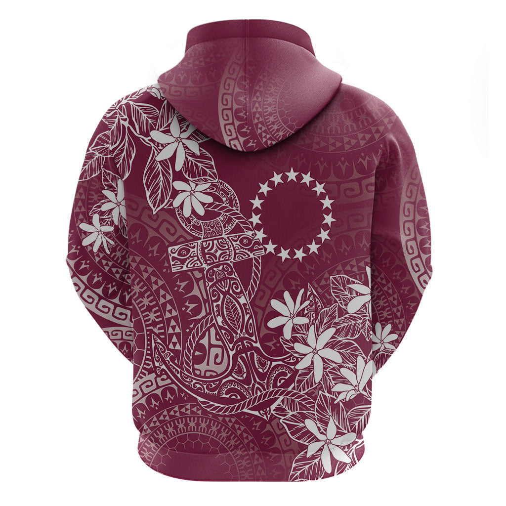 Maroon Kuki Airani Tapakau Hoodie Tribal Anchor Mix Tiare LT7 - Polynesian Pride