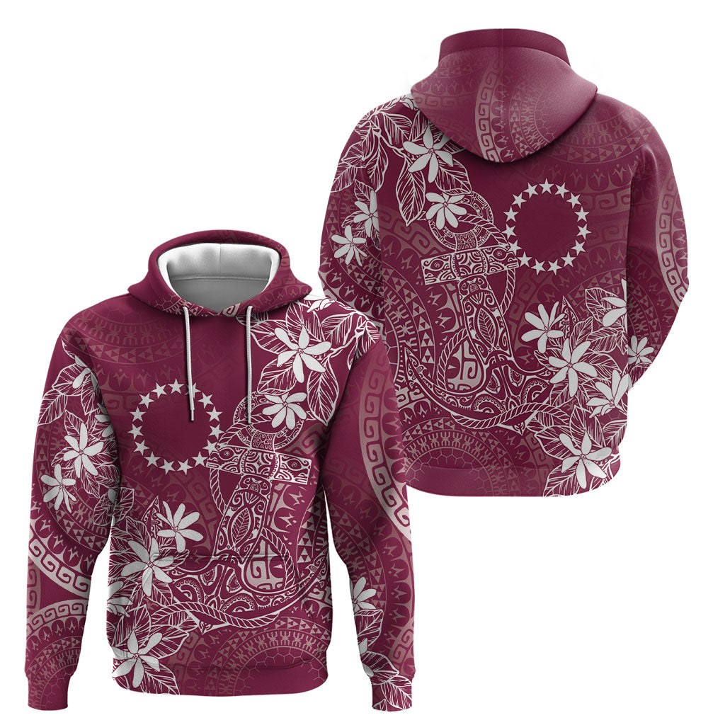 Maroon Kuki Airani Tapakau Hoodie Tribal Anchor Mix Tiare LT7 - Polynesian Pride