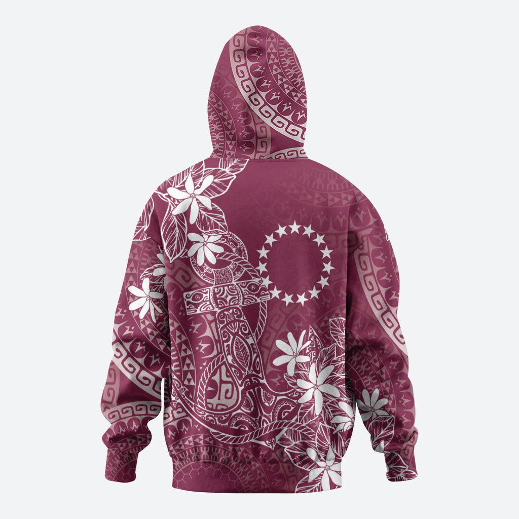 Maroon Kuki Airani Tapakau Hoodie Tribal Anchor Mix Tiare LT7 - Polynesian Pride