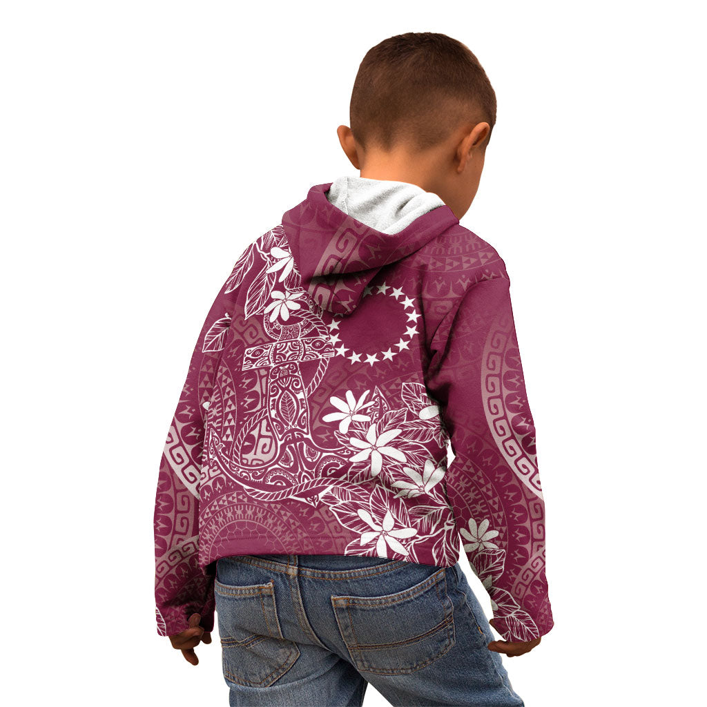 Maroon Kuki Airani Tapakau Kid Hoodie Tribal Anchor Mix Tiare