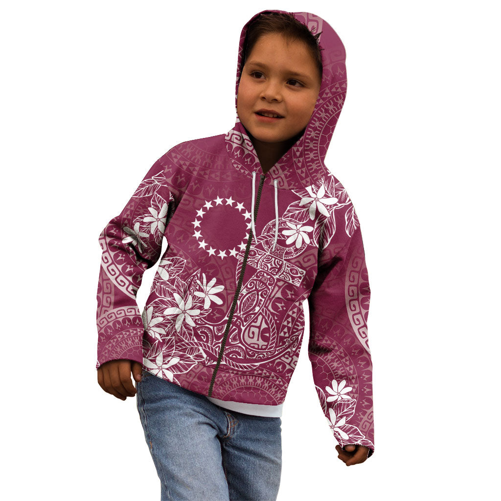Maroon Kuki Airani Tapakau Kid Hoodie Tribal Anchor Mix Tiare