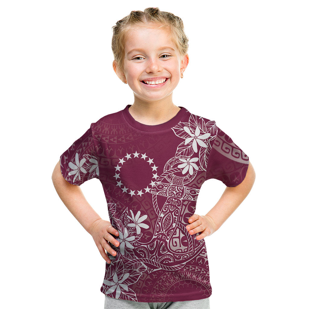 Maroon Kuki Airani Tapakau Kid T Shirt Tribal Anchor Mix Tiare LT7 Maroon - Polynesian Pride