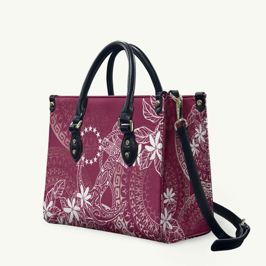 Maroon Kuki Airani Tapakau Leather Bag Tribal Anchor Mix Tiare
