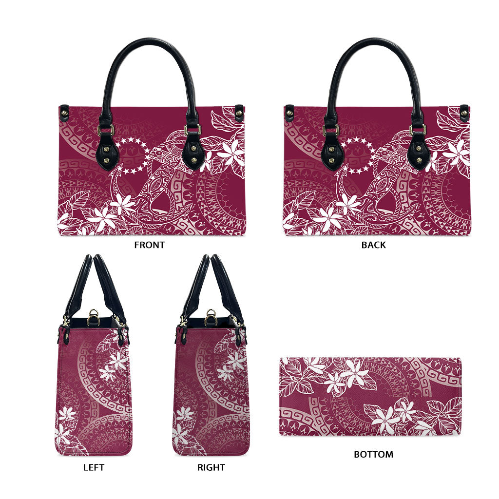 Maroon Kuki Airani Tapakau Leather Bag Tribal Anchor Mix Tiare