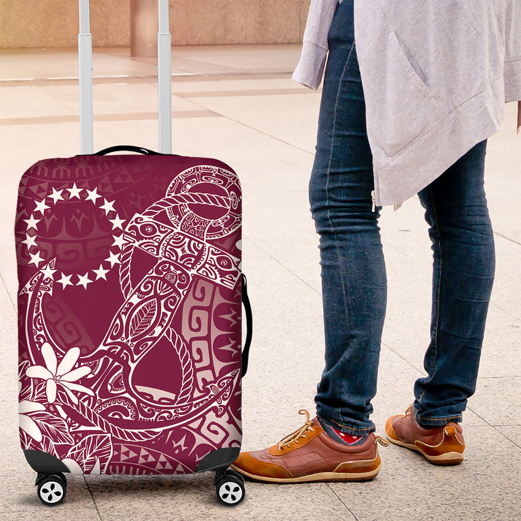 Maroon Kuki Airani Tapakau Luggage Cover Tribal Anchor Mix Tiare LT7 Maroon - Polynesian Pride