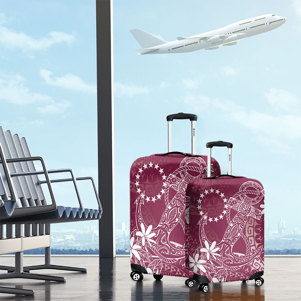 Maroon Kuki Airani Tapakau Luggage Cover Tribal Anchor Mix Tiare LT7 - Polynesian Pride