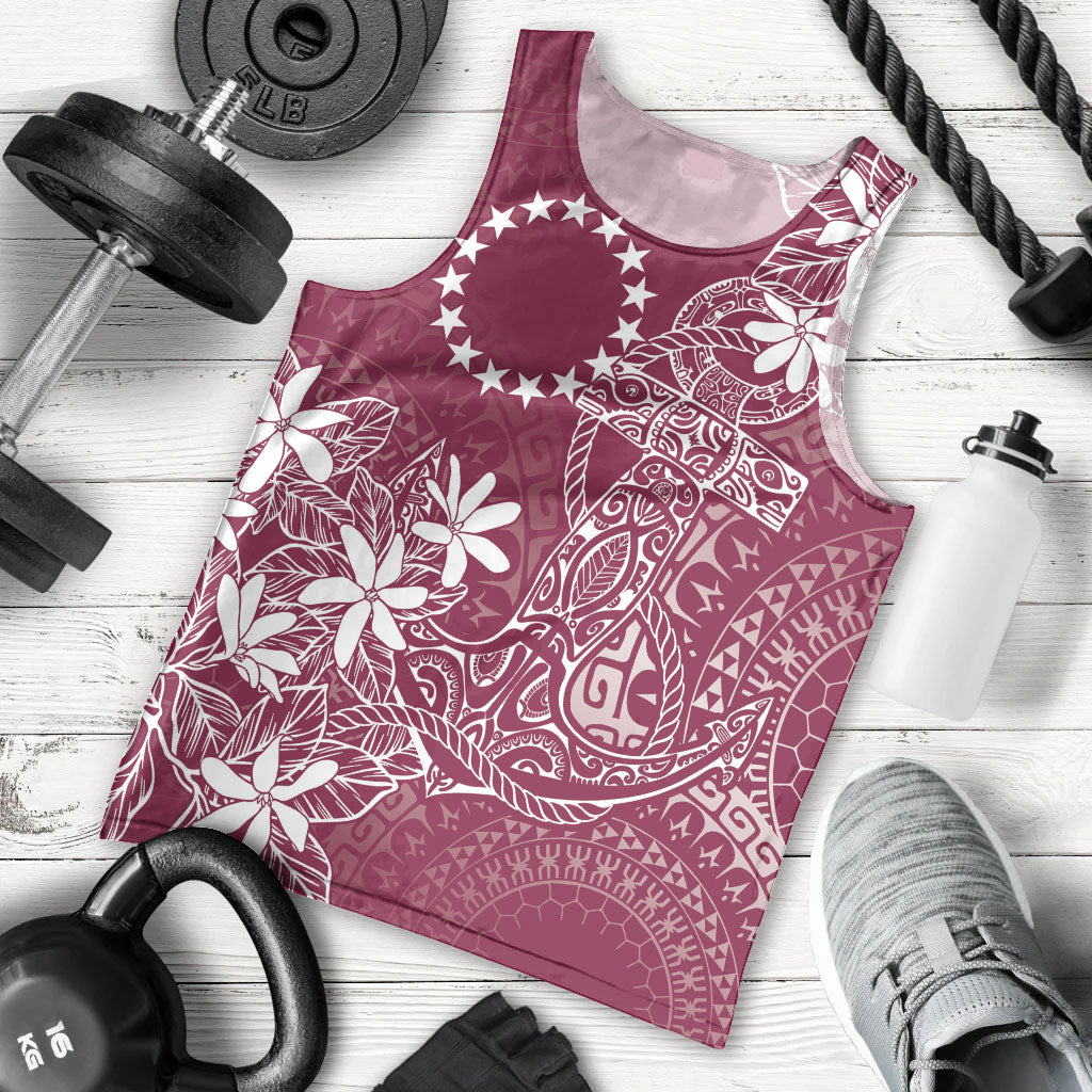 Maroon Kuki Airani Tapakau Men Tank Top Tribal Anchor Mix Tiare