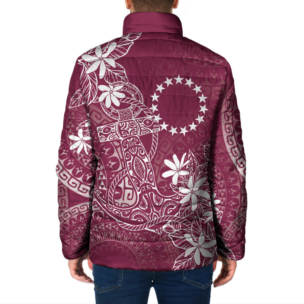 Maroon Kuki Airani Tapakau Padded Jacket Tribal Anchor Mix Tiare LT7 - Polynesian Pride