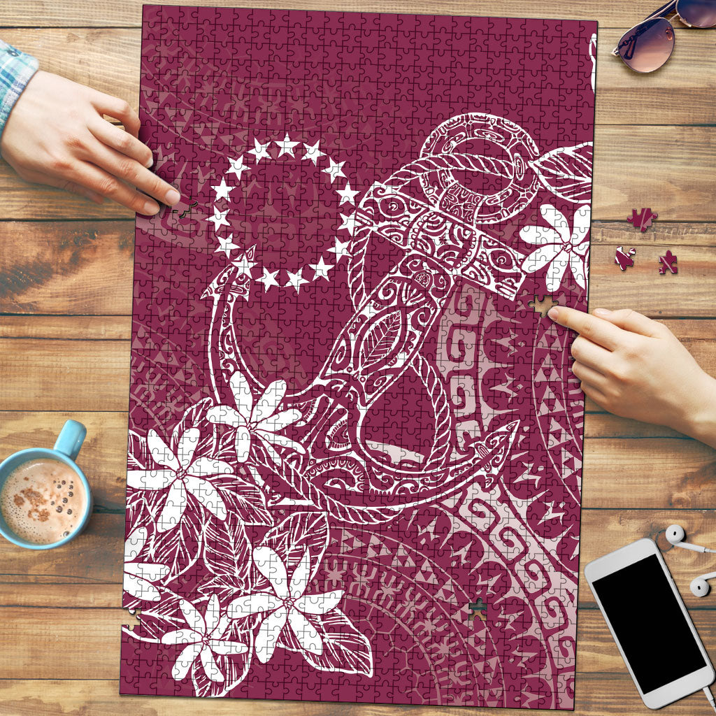 Maroon Kuki Airani Tapakau Puzzle Tribal Anchor Mix Tiare LT7 Maroon - Polynesian Pride