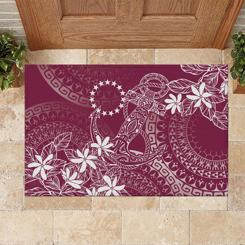 Maroon Kuki Airani Tapakau Rubber Doormat Tribal Anchor Mix Tiare LT7 Maroon - Polynesian Pride