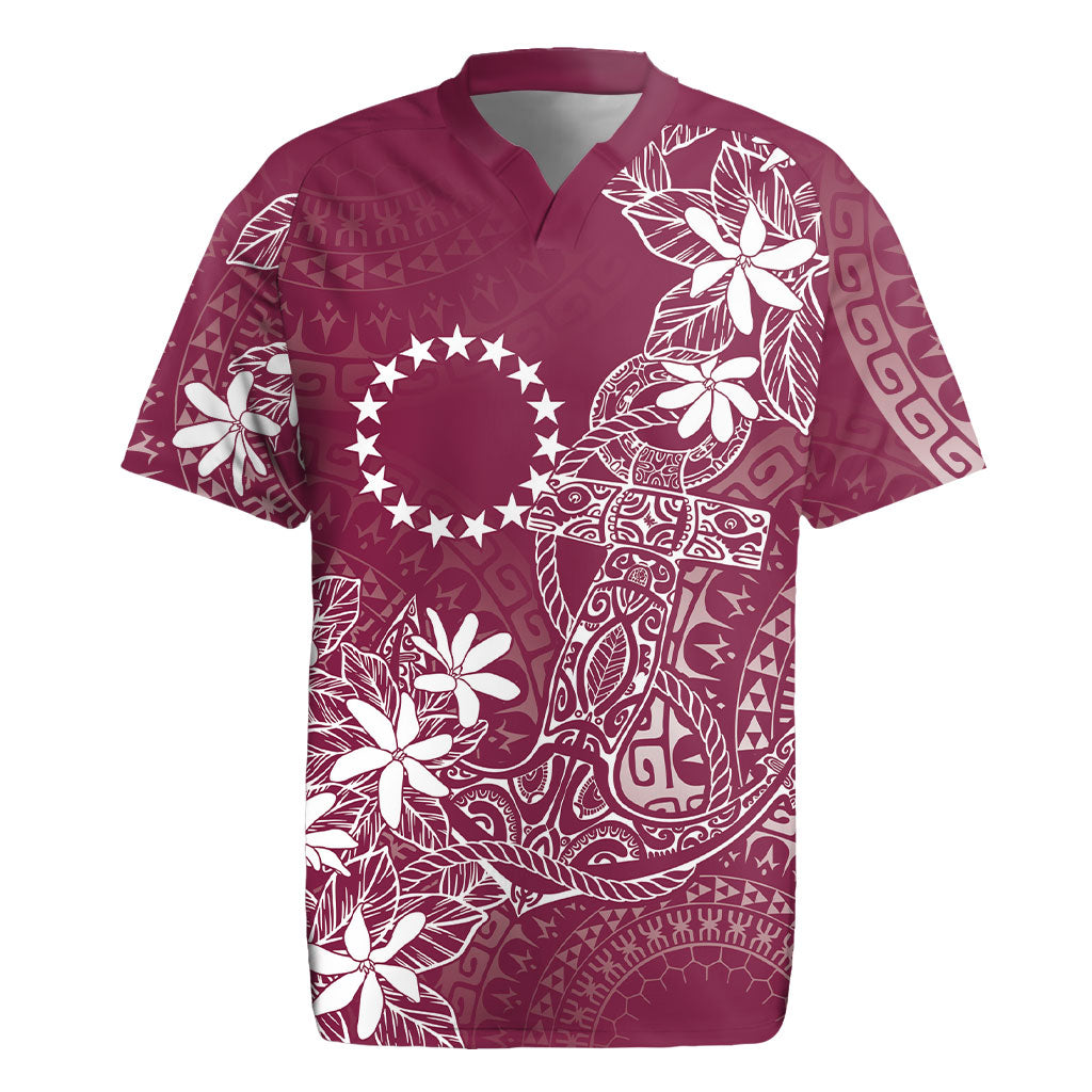 Maroon Kuki Airani Tapakau Rugby Jersey Tribal Anchor Mix Tiare LT7 Maroon - Polynesian Pride