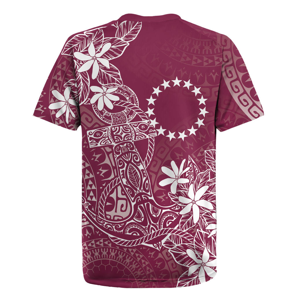 Maroon Kuki Airani Tapakau Rugby Jersey Tribal Anchor Mix Tiare