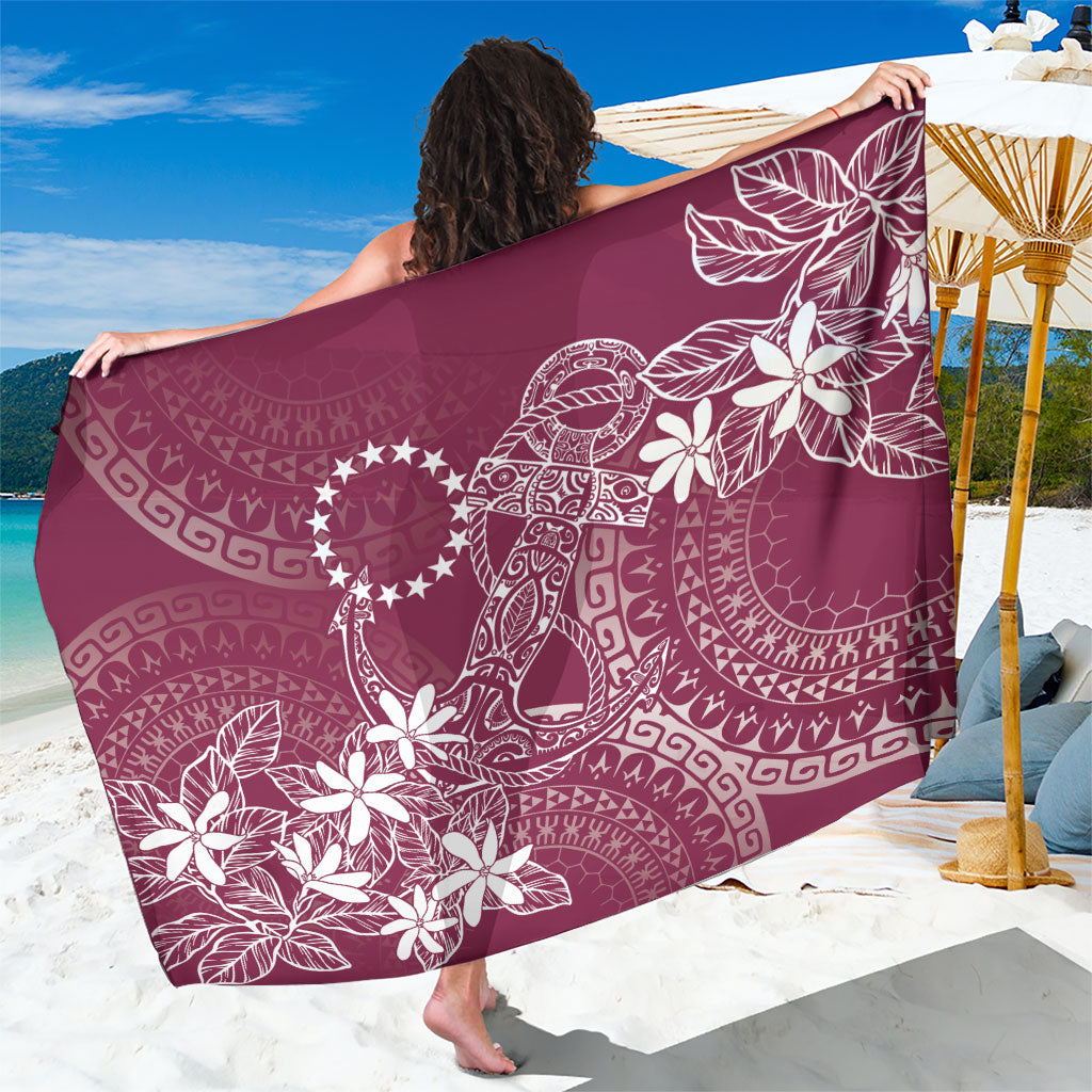 Maroon Kuki Airani Tapakau Sarong Tribal Anchor Mix Tiare LT7 One Size 44 x 66 inches Maroon - Polynesian Pride