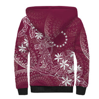 Maroon Kuki Airani Tapakau Sherpa Hoodie Tribal Anchor Mix Tiare