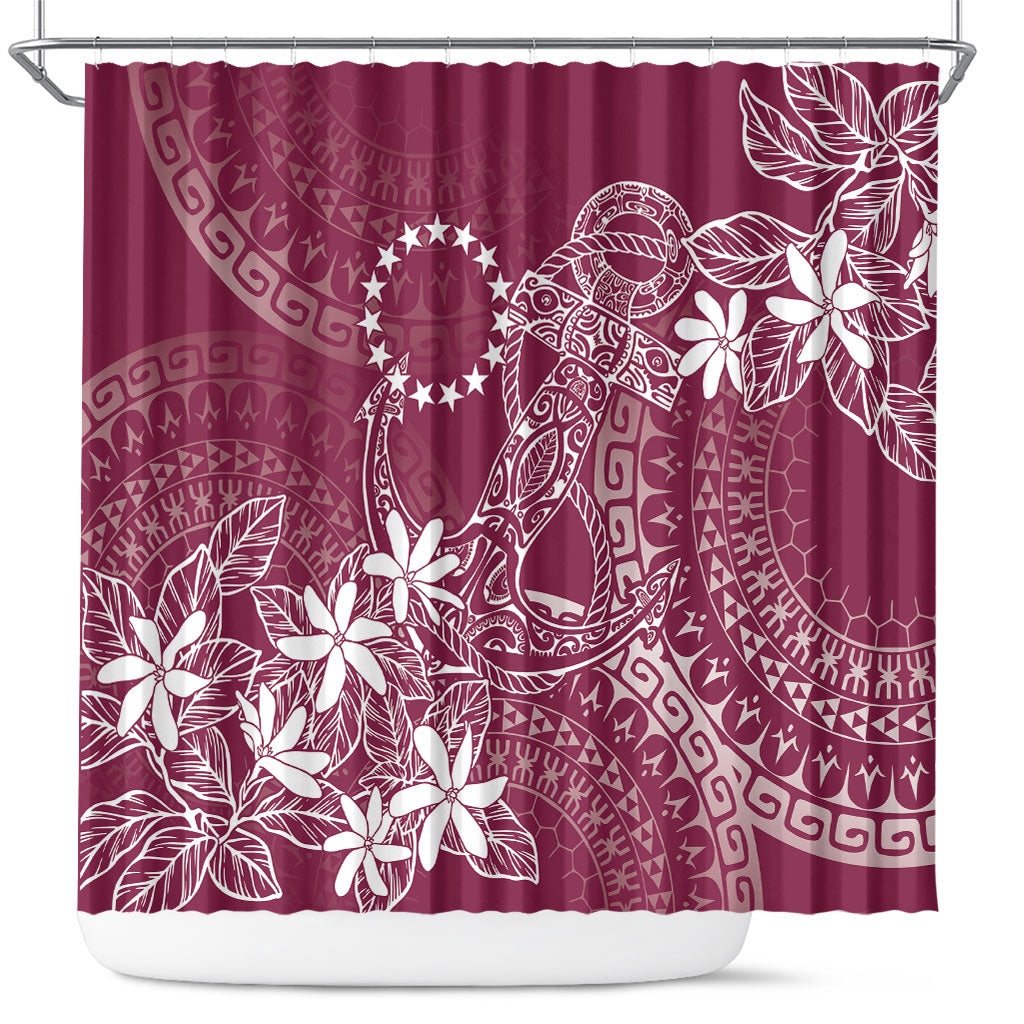 Maroon Kuki Airani Tapakau Shower Curtain Tribal Anchor Mix Tiare LT7 Maroon - Polynesian Pride