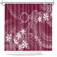 Maroon Kuki Airani Tapakau Shower Curtain Tribal Anchor Mix Tiare
