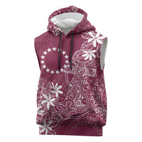 Maroon Kuki Airani Tapakau Sleeveless Hoodie Tribal Anchor Mix Tiare