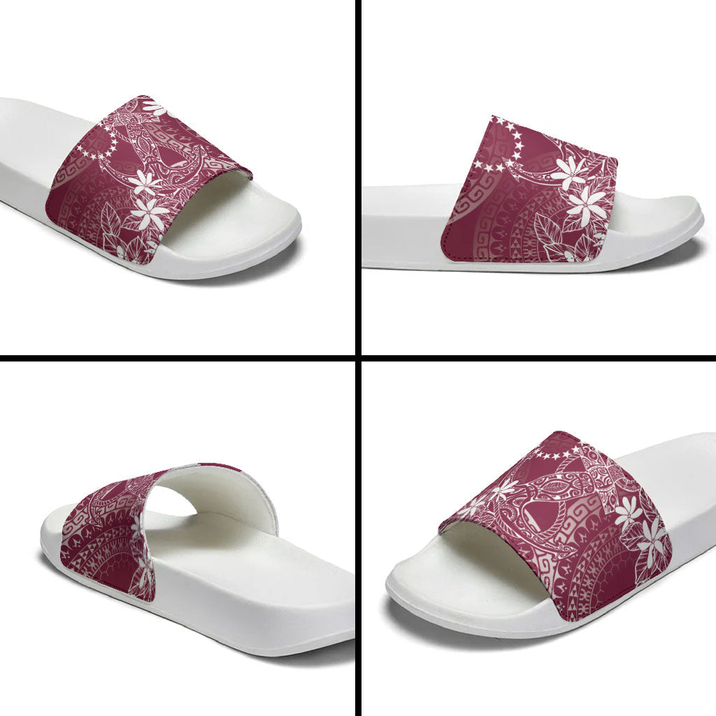 Maroon Kuki Airani Tapakau Slide Sandals Tribal Anchor Mix Tiare