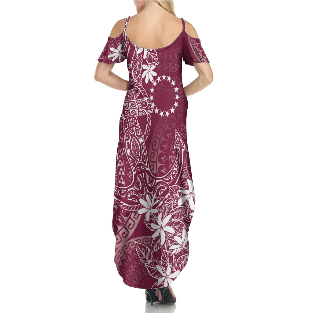 Maroon Kuki Airani Tapakau Summer Maxi Dress Tribal Anchor Mix Tiare