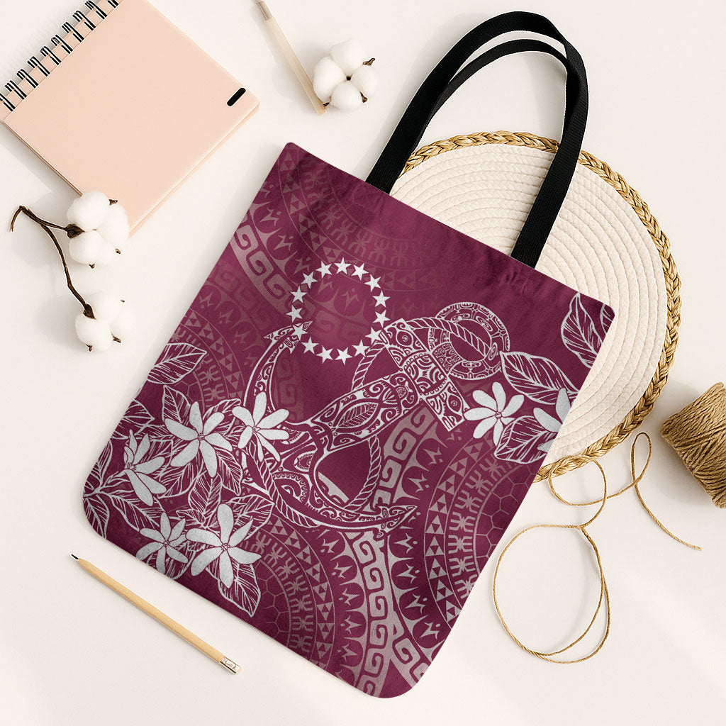 Maroon Kuki Airani Tapakau Tote Bag Tribal Anchor Mix Tiare LT7 Black Strap One Size Maroon - Polynesian Pride