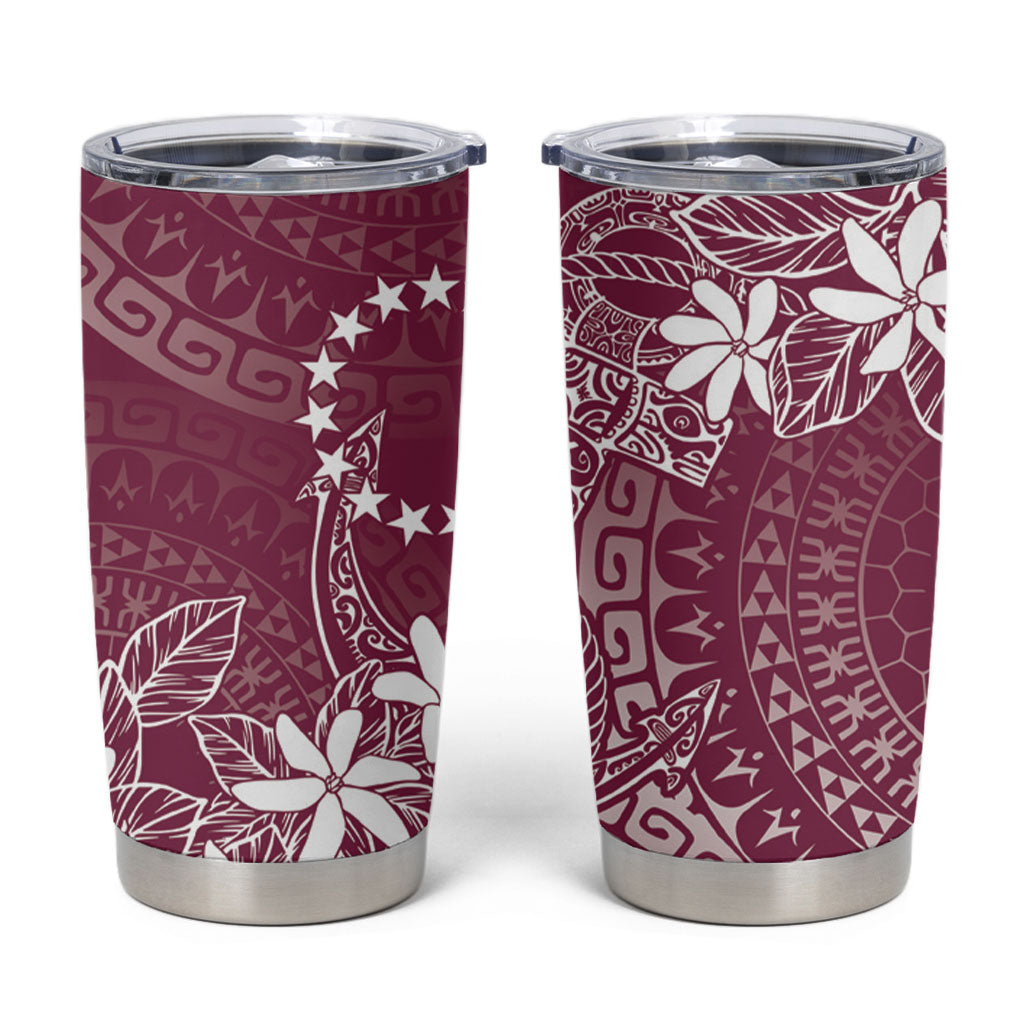 Maroon Kuki Airani Tapakau Tumbler Cup Tribal Anchor Mix Tiare LT7 Maroon - Polynesian Pride