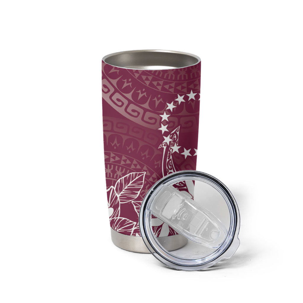 Maroon Kuki Airani Tapakau Tumbler Cup Tribal Anchor Mix Tiare LT7 - Polynesian Pride