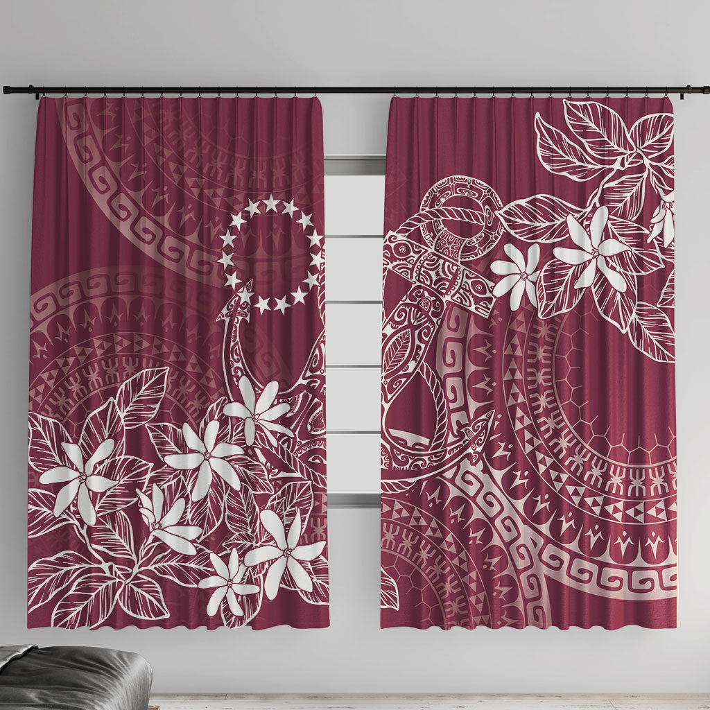 Maroon Kuki Airani Tapakau Window Curtain Tribal Anchor Mix Tiare