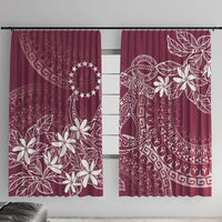 Maroon Kuki Airani Tapakau Window Curtain Tribal Anchor Mix Tiare