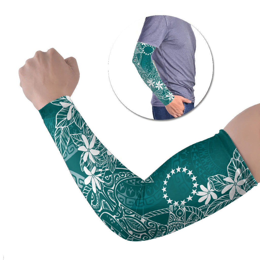 Teal Kuki Airani Tapakau Arm Sleeves Tribal Anchor Mix Tiare LT7 Set of 2 Teal - Polynesian Pride