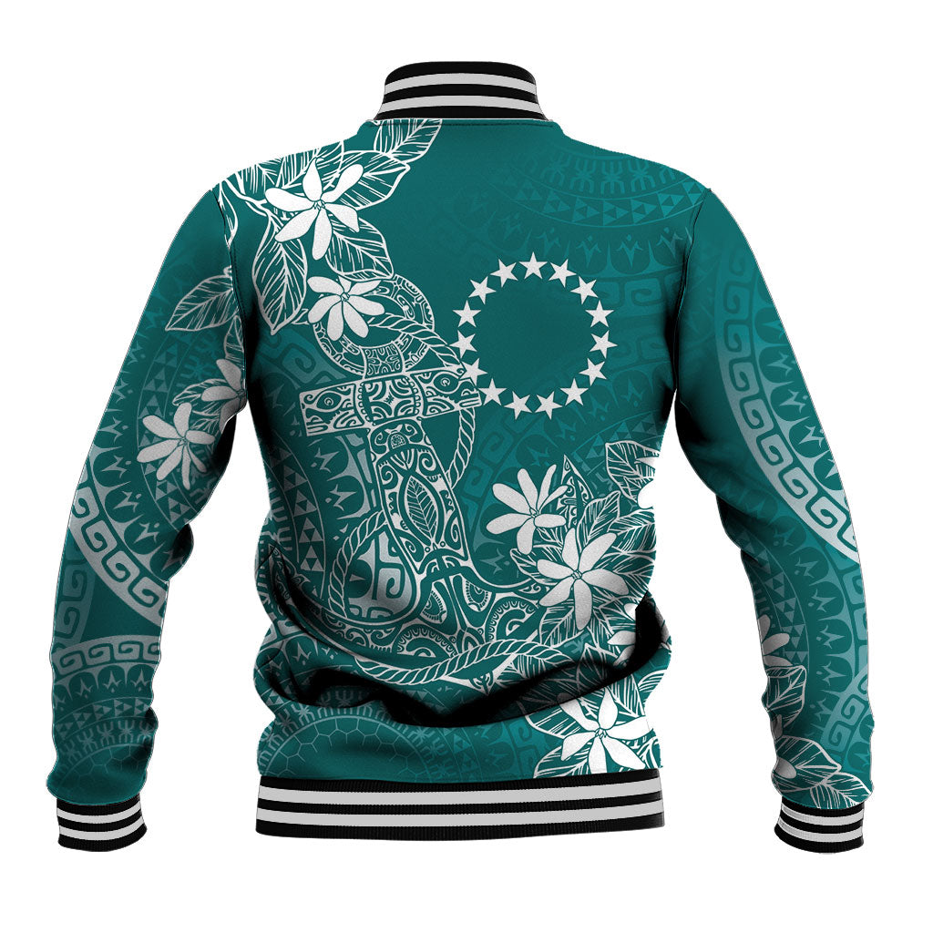 Teal Kuki Airani Tapakau Baseball Jacket Tribal Anchor Mix Tiare LT7 - Polynesian Pride