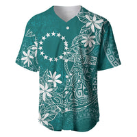 Teal Kuki Airani Tapakau Baseball Jersey Tribal Anchor Mix Tiare