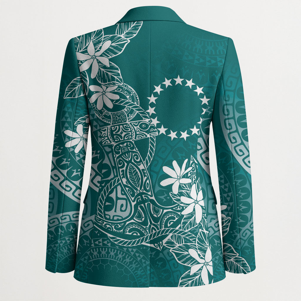 Teal Kuki Airani Tapakau Blazer Tribal Anchor Mix Tiare LT7 - Polynesian Pride