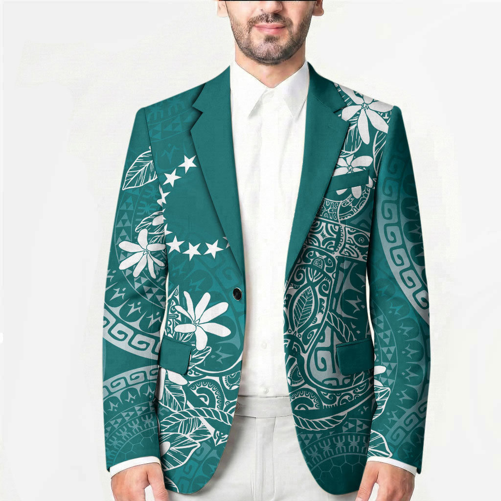 Teal Kuki Airani Tapakau Blazer Tribal Anchor Mix Tiare LT7 - Polynesian Pride