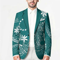 Teal Kuki Airani Tapakau Blazer Tribal Anchor Mix Tiare LT7 - Polynesian Pride